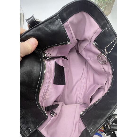 Coach F13759 Authenticated Black Pleated Leather East West Gallery Shoulder Bag - Picture 8 of 12